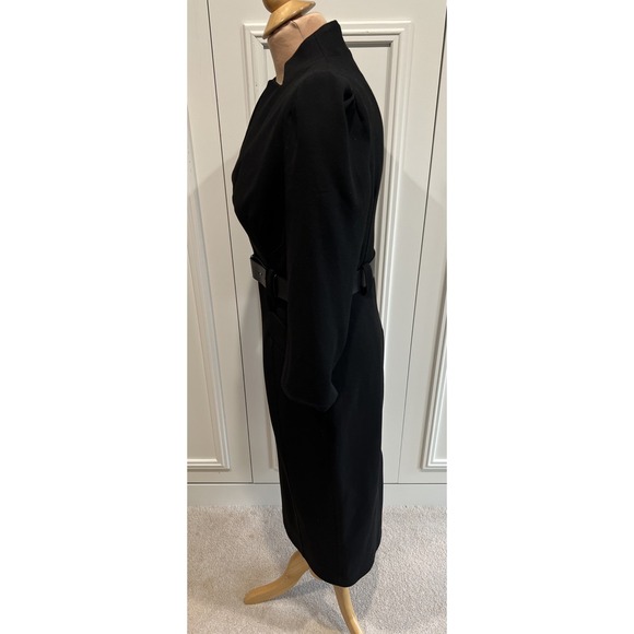 Karen Millen Women's Structured Black Crepe Belted Midi Dress Size US 8 Designer - Picture 5 of 8